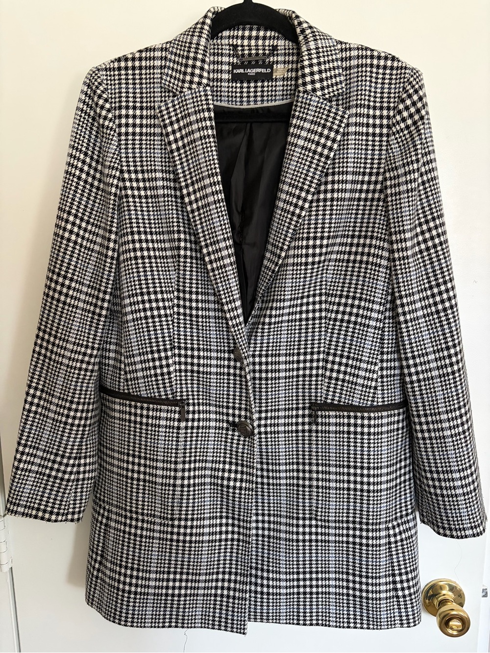 Karl Lagerfeld Black & White Glen Plaid Blazer